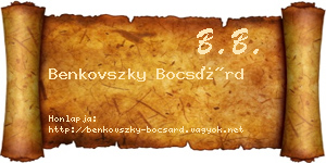 Benkovszky Bocsárd névjegykártya